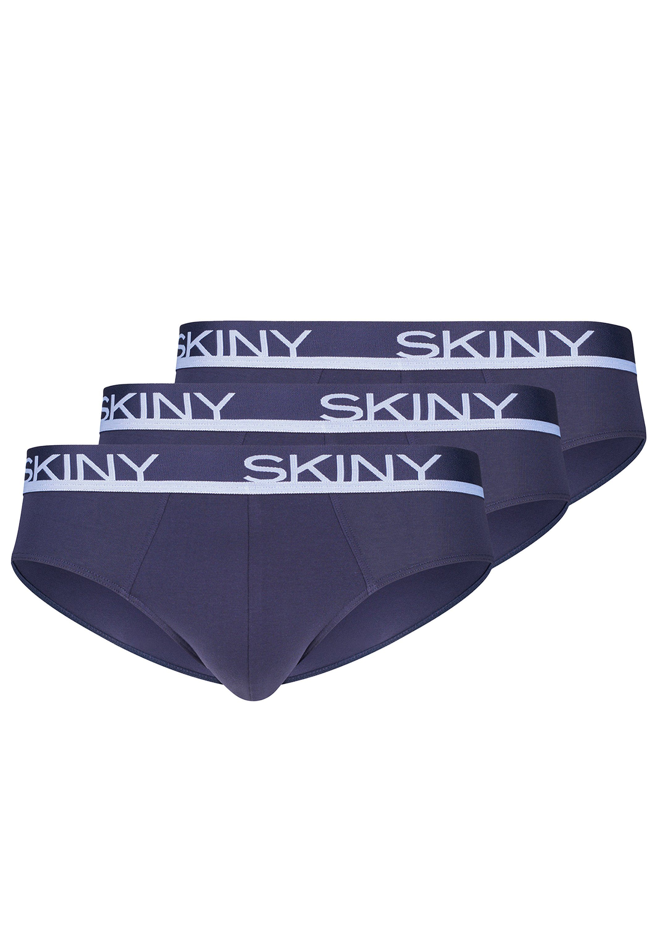 Skiny Slip - - Dunkelblau Eingriff - Slip / Unterhose Ohne 3er Pack 3-St) Cotton (Spar-Set, Baumwolle