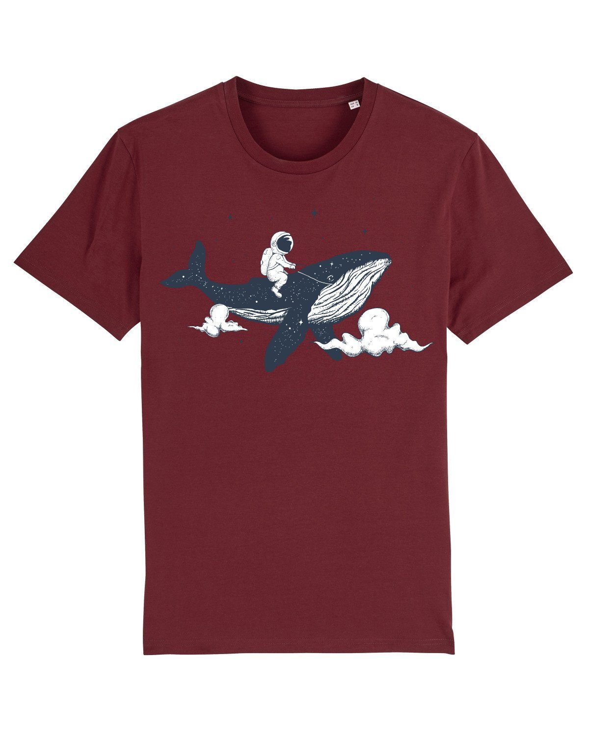 wat? Apparel Print-Shirt Spacewhale (1-tlg) weinrot