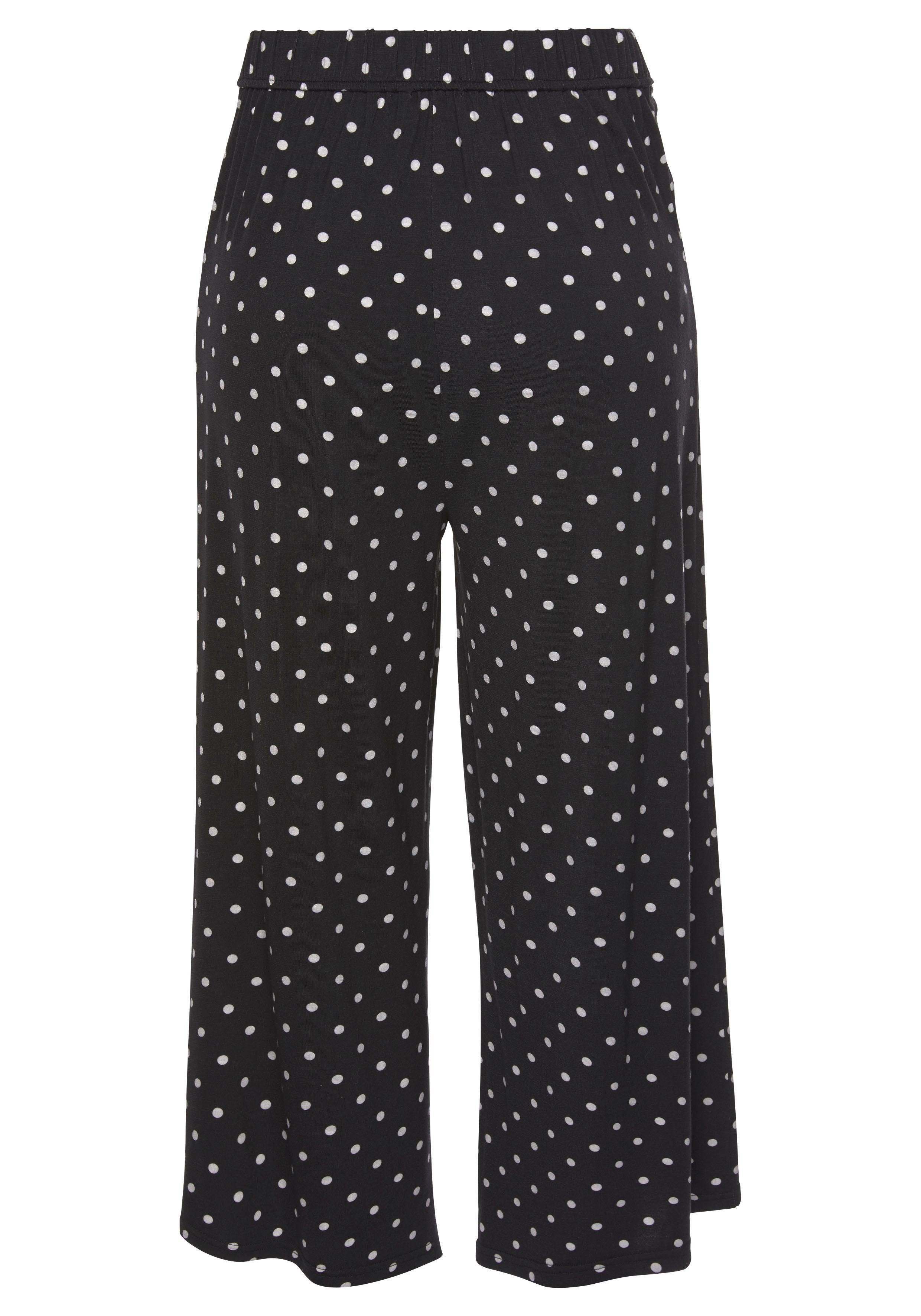 LASCANA Culotte mit Punktedruck und Taschen, elatischer Bund, 7/8-Hose, Jerseyhose