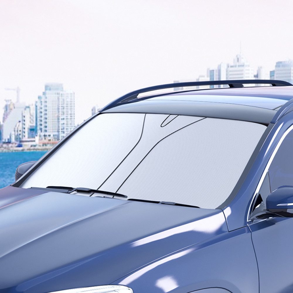 Coonoor Autosonnenschutz Frontscheibenabdeckung Kfz-Universal-Windschutzscheibenvisier 140×70cm, für Selbsthaftend UV Hitzeschutz Plane