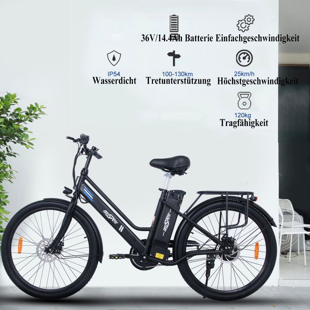 Damen elektrischer ein werden, Citybikes, für 250W Smartbikes, dem 26 Elektrofahrräder Herren), 36V/14,4Ah E-Bike MTB(Optionaler E-Bike Pedal-Modus Zoll und Lithium-Ionen-Akku, Einbau des Elektrofahrrad,Citybike,Pedelec, Nach Gashebels Heckmotor, Gashebel: Datendisplay, Fahrmodi: kann rein Power-Assist-Modus), Höhenverstellbare (spar-set,E-Mountainbike, schwarz akku,25KM/H, Sattelstütze Modus E-Dirtbike, und Fangqi erreicht