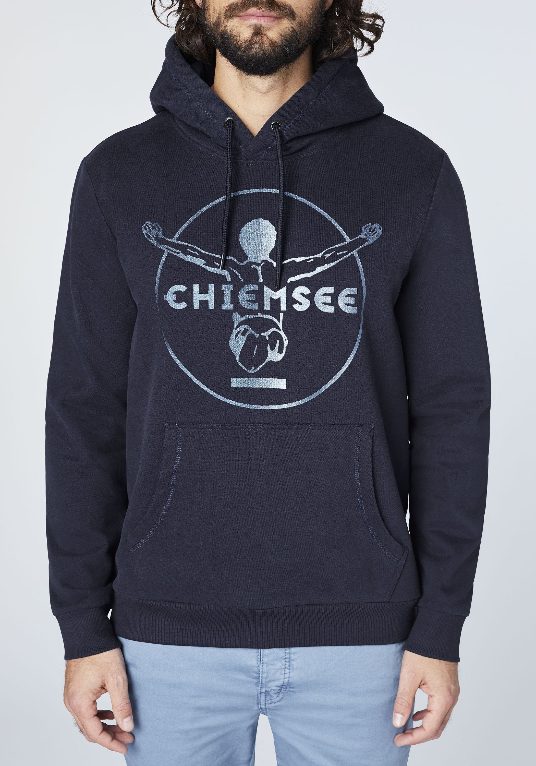 Hoodie Chiemsee Jumper-Motiv dunkel blau Kapuzensweatshirt mit 1
