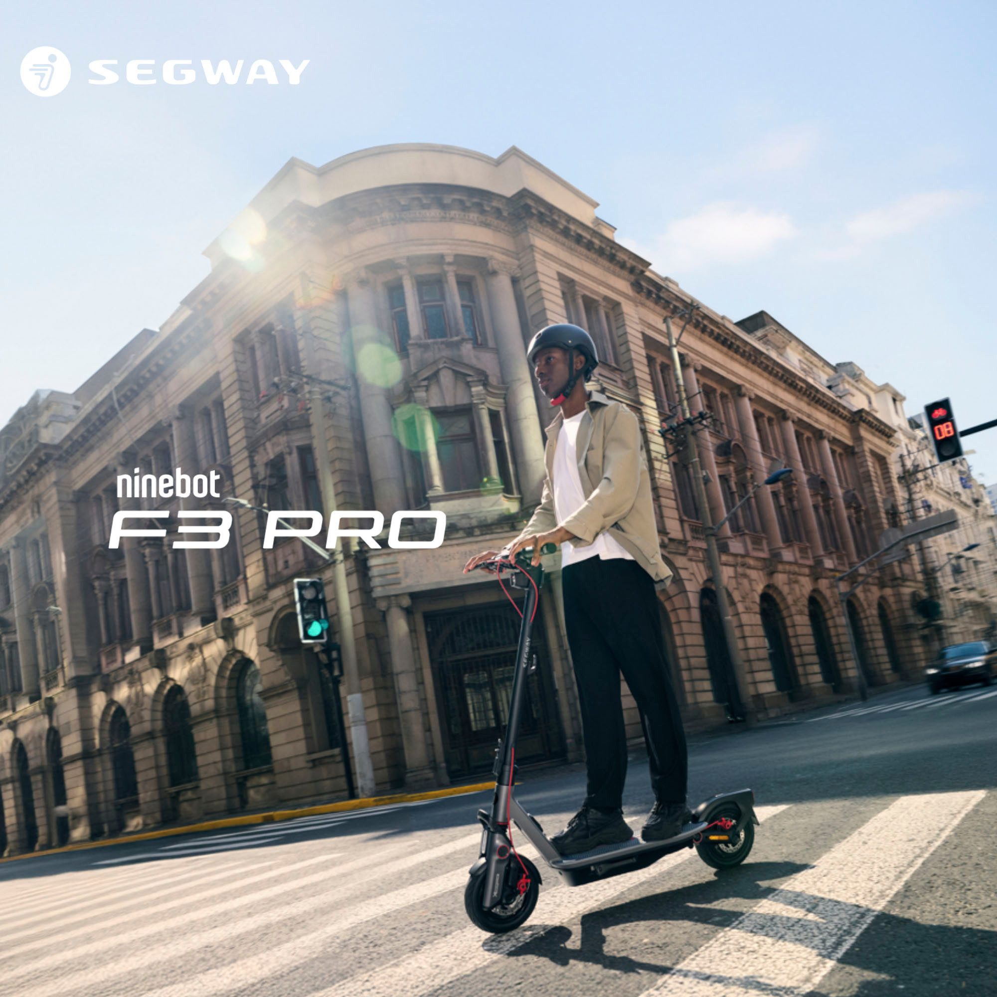 Segway E-Scooter F3 Pro D, 500 W, 20 km/h, (120 kg Tragfähigkeit, Smart Display, 1200W, 10-Zoll Reifen, IPX6), mit Straßenzulassung, 70 km Eco Modus Reichweite, 60 km bei 20 km/h