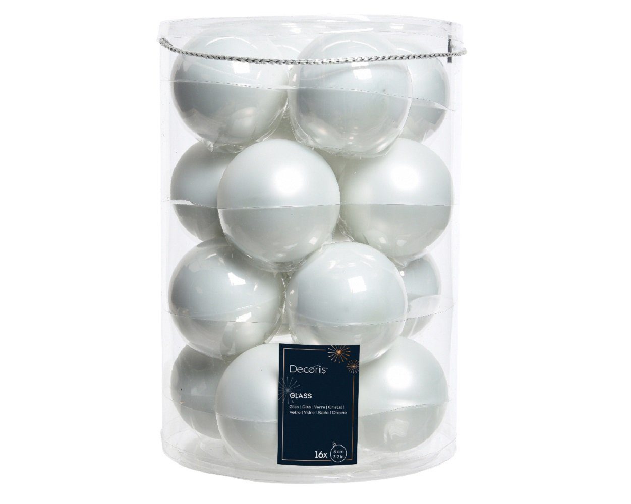 Kaemingk Weihnachtsbaumkugel Weihnachtsbaumkugeln Glas Ø 8 cm 16 Stück winterweiß emaille/matt mix