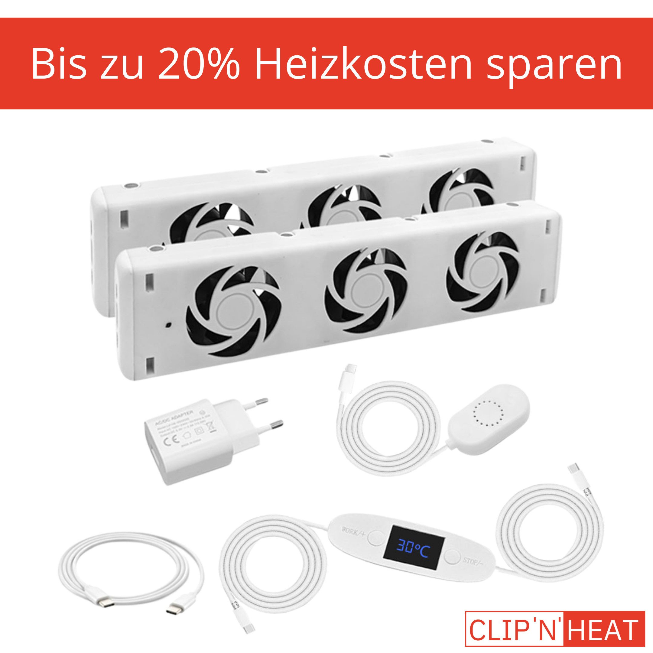 CLIP`N`SHADE Heizkörperventilator Double Set mit 2x Ventilator, Heizkörperv günstig online kaufen