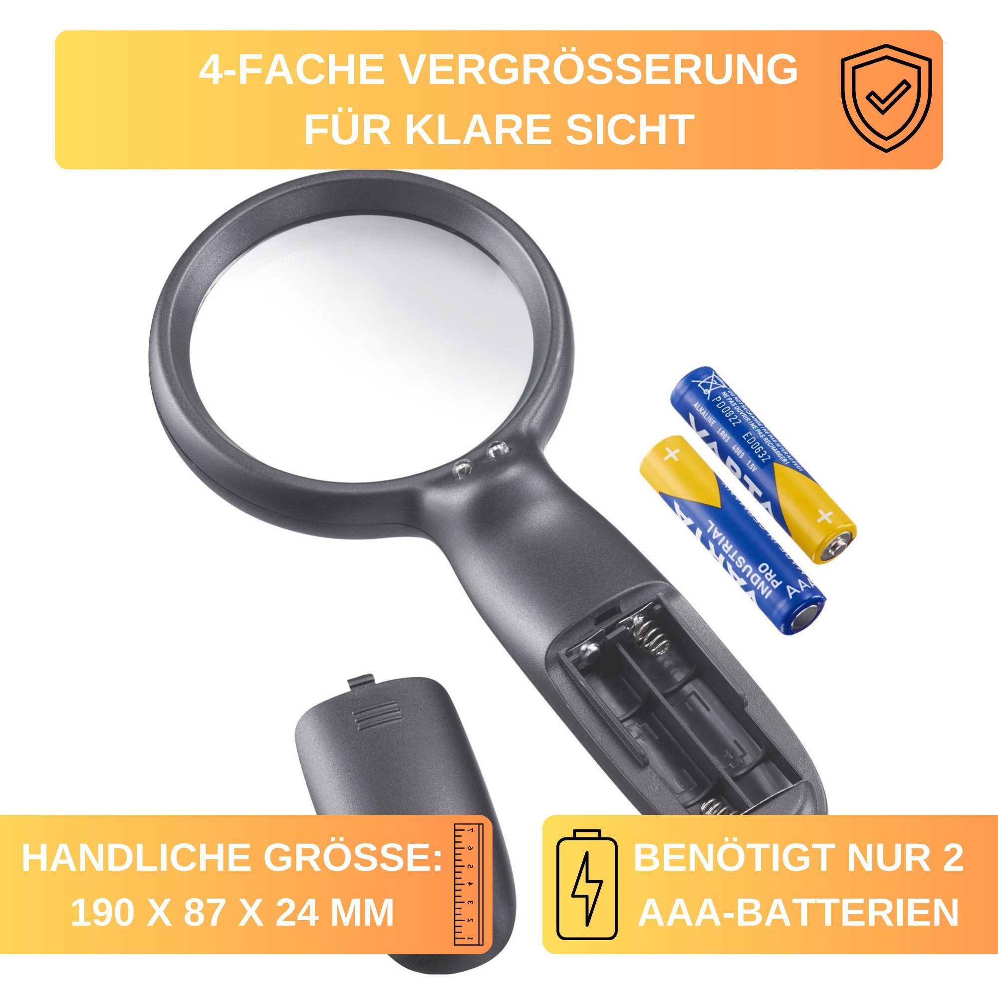 Thiru Leuchtlupe mit Leselampe für 4-fache Vergrößerung, 1-tlg.