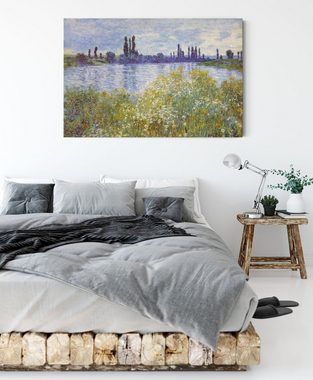 Pixxprint Leinwandbild Claude Monet - Seine-Ufer Vétheuil, Claude Monet - Seine-Ufer Vétheuil (1 St), Leinwandbild fertig bespannt, inkl. Zackenaufhänger