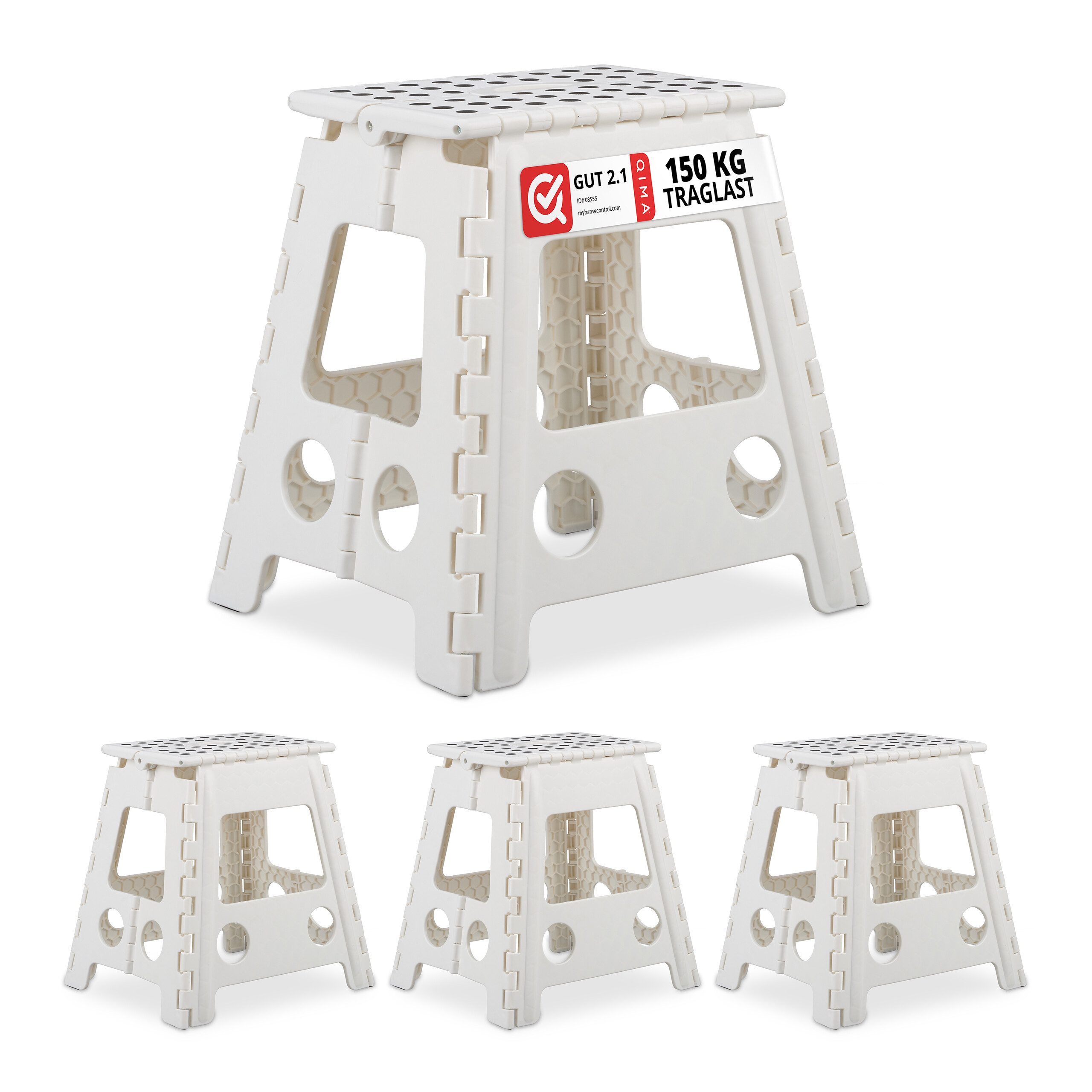 Campinghocker Faltbarer Klapphocker XL weiß 4er Set