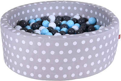 Knorrtoys® Bällebad Soft, Grey White Dots, mit 300 Bälle creme/Grey/lightBlue; Made in Europe