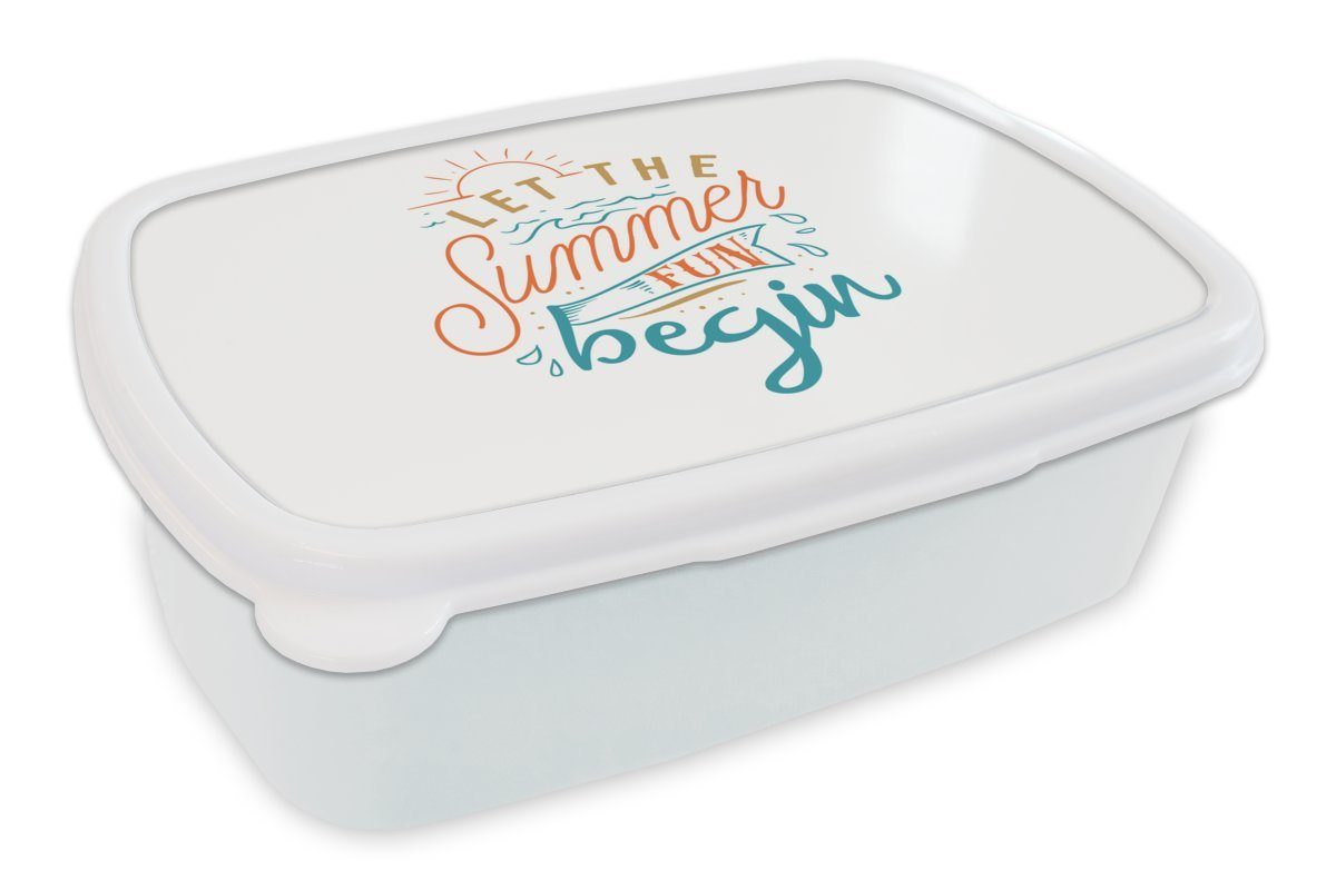 MuchoWow Lunchbox Sommer - Zitate - Weiß, Kunststoff, (2-tlg), Brotbox für Kinder und Erwachsene, Brotdose, für Jungs und Mädchen