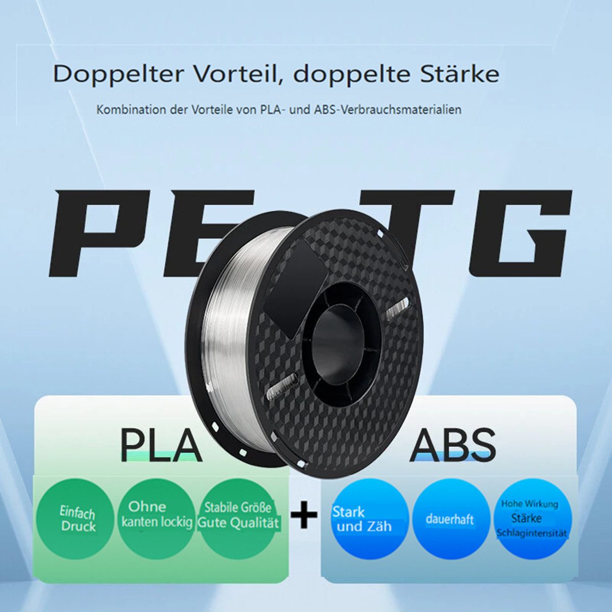 KINGROON Filament PETG 3D-Drucker Filament 1,75 mm 10 kg Schwarz & Weiß, 3D-Druckmaterialien Hohe Festigkeit, Einfach zu Drucken