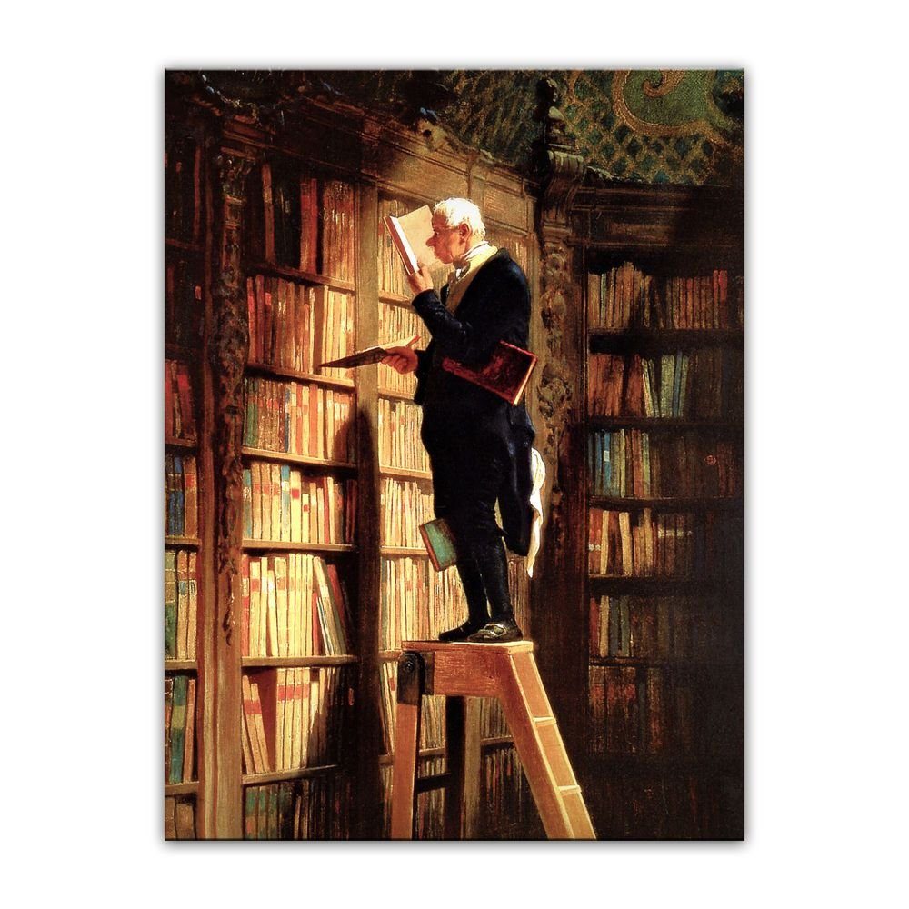 Bilderdepot24 Leinwandbild Alte Meister - Carl Spitzweg - Der Bücherwurm, Menschen