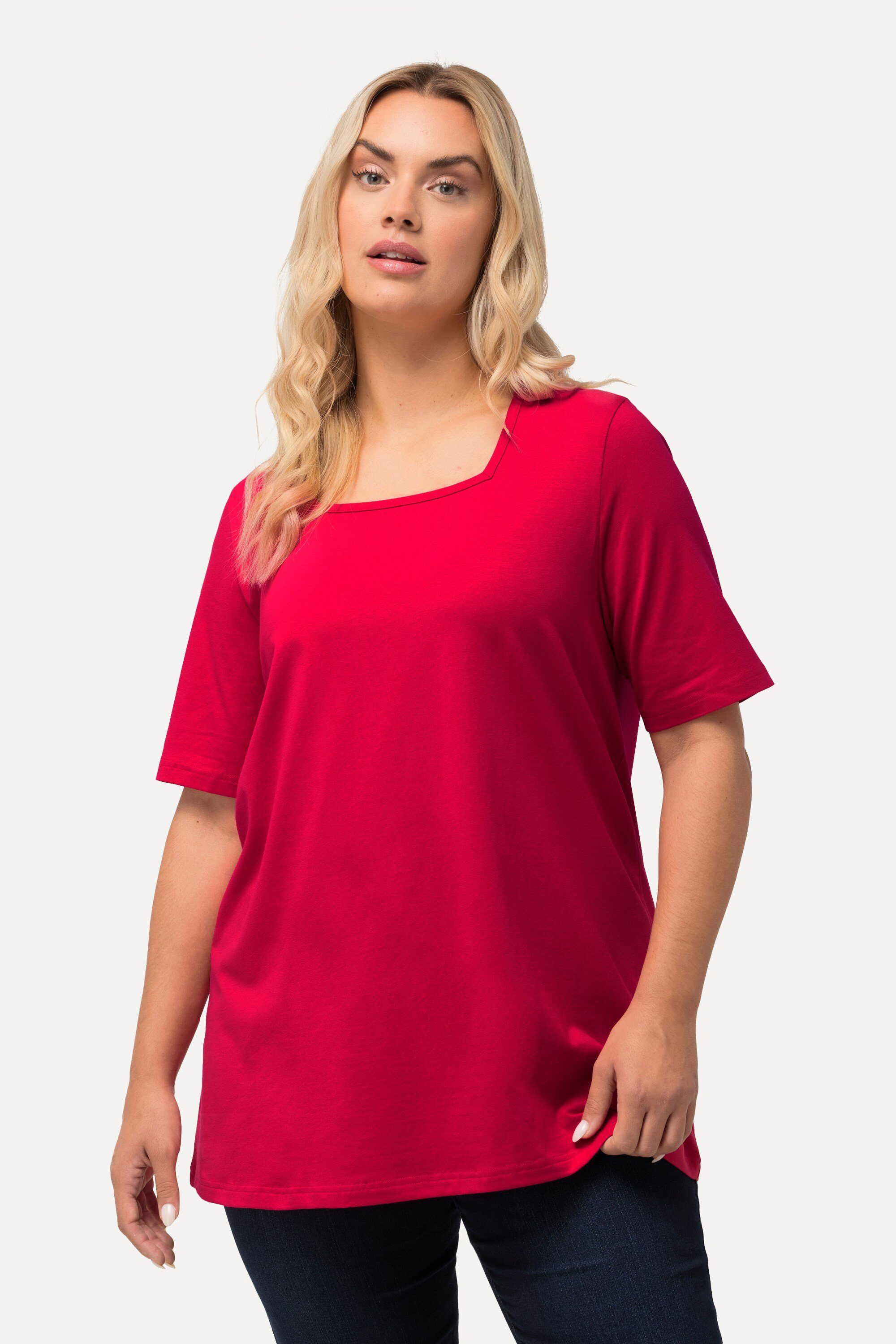 Ulla Popken T-Shirt T-Shirt A-Linie Carré-Ausschnitt günstig online kaufen