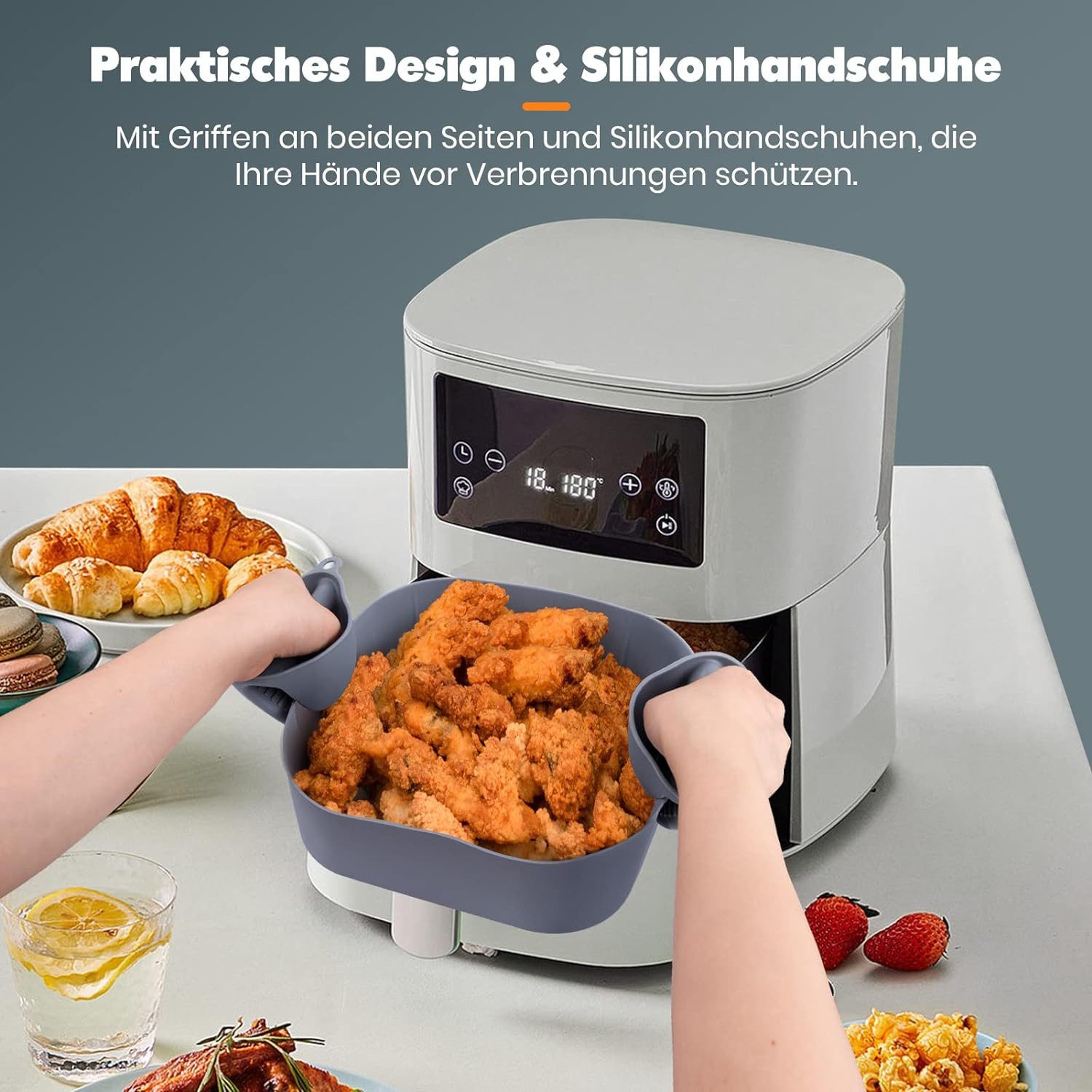 Diwzbyn Silikonform Wiederverwendbar Silikonform Für Heißluftfritteuse – Bild 4 von 5