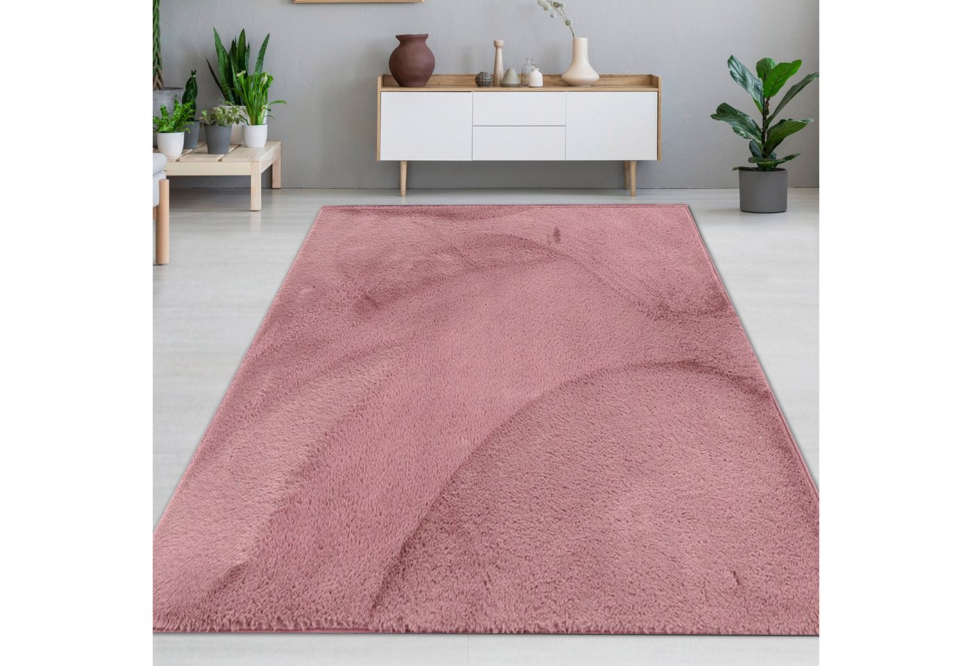 Carpetia Fellteppich Kunstfell Hasenfell-Optik, rechteckig, Höhe: 10 mm, seidig weich & flauschig mit dichter Kurzflorstruktur