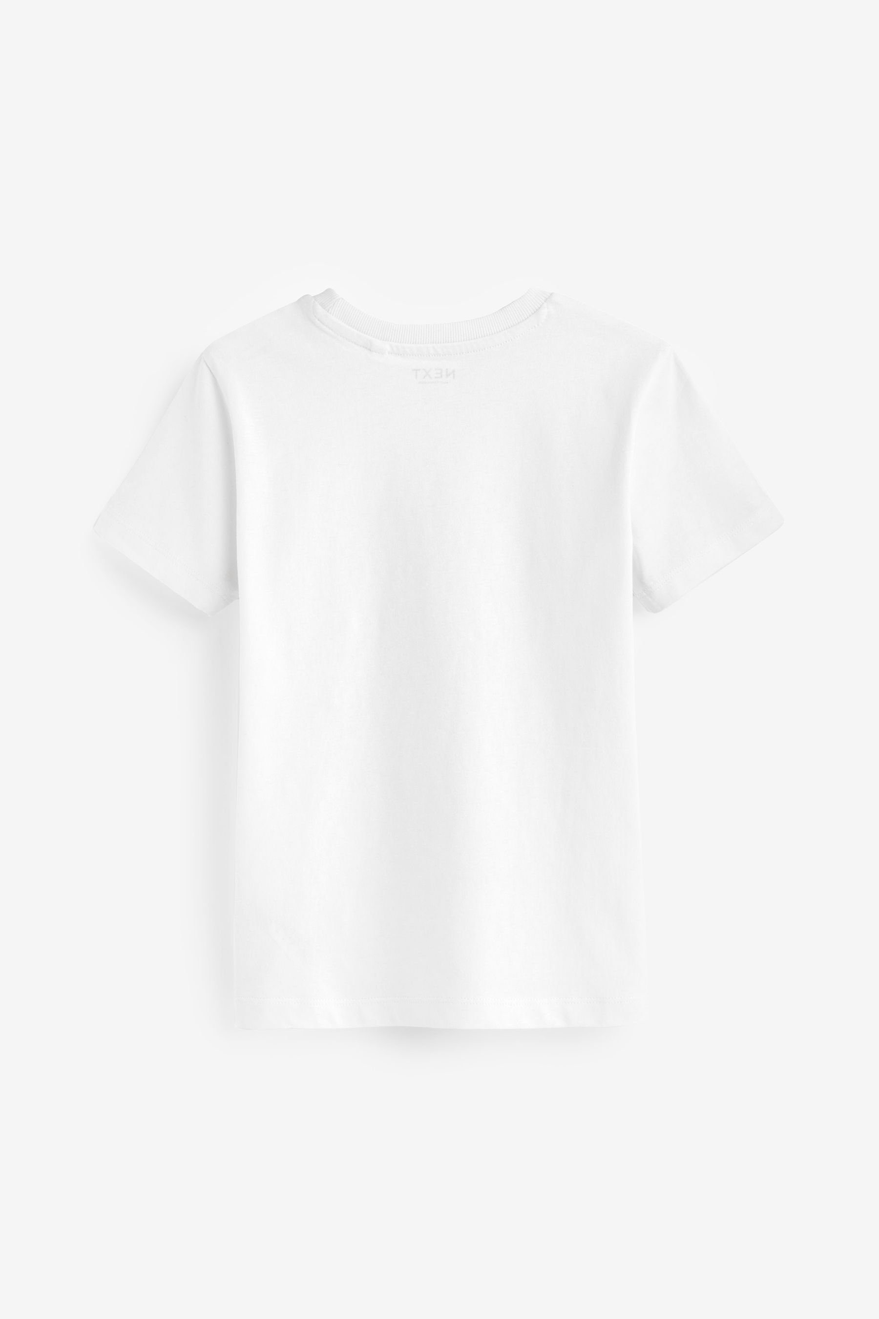 Next T-Shirt Skizzenhaft bedrucktes T-Shirt mit Ärmeln (1-tlg) kurzen White