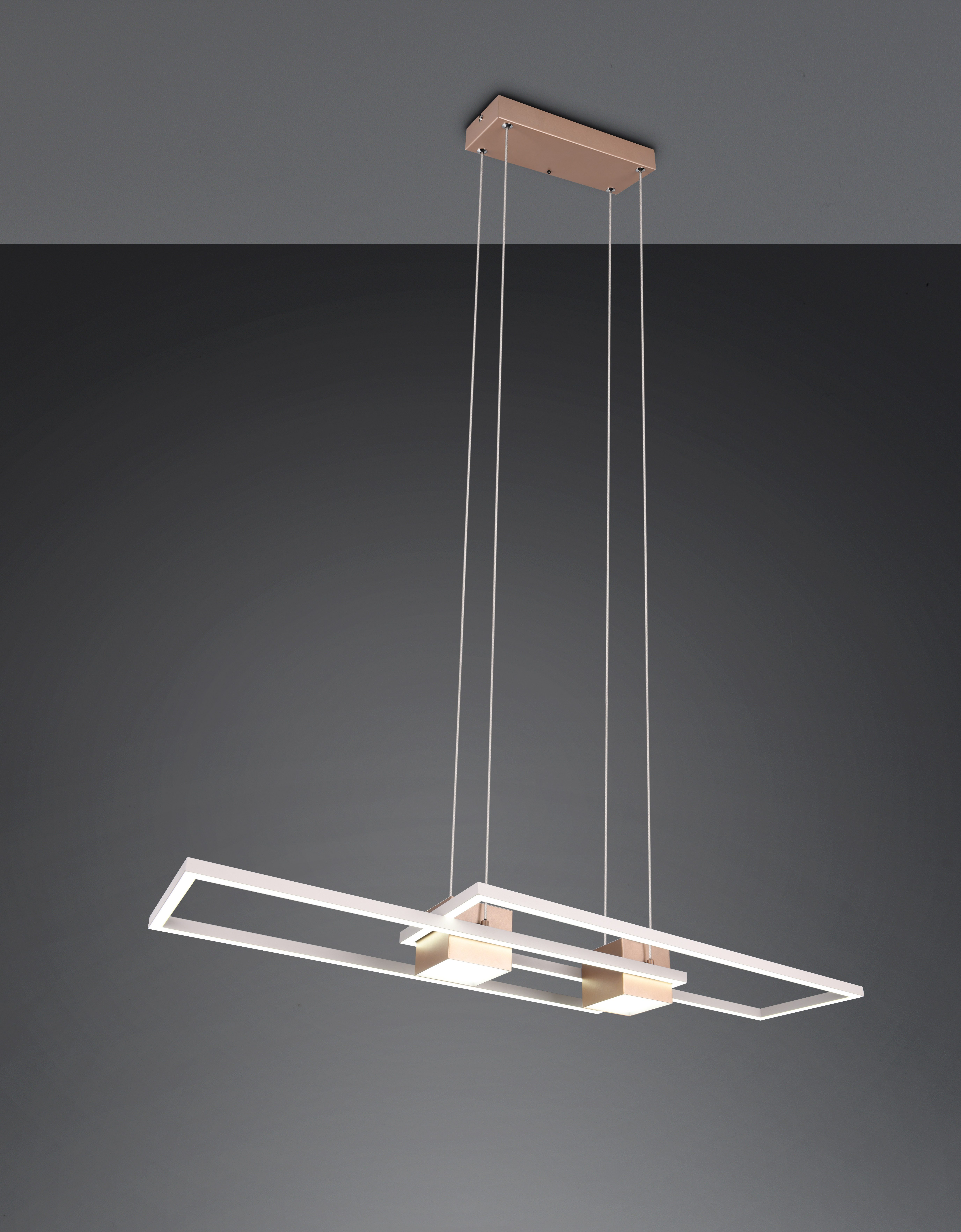 TRIO Leuchten LED Pendelleuchte ALBANY, LED Hängelampe Wohnzimmer mit Fernbedienung, dimmbar, CCT, Dimmfunktion, LED fest integriert, warmweiß - kaltweiß, Lichtfarbe einstellbar, Memoryfunktion, Nachtlicht, up-and-down Licht