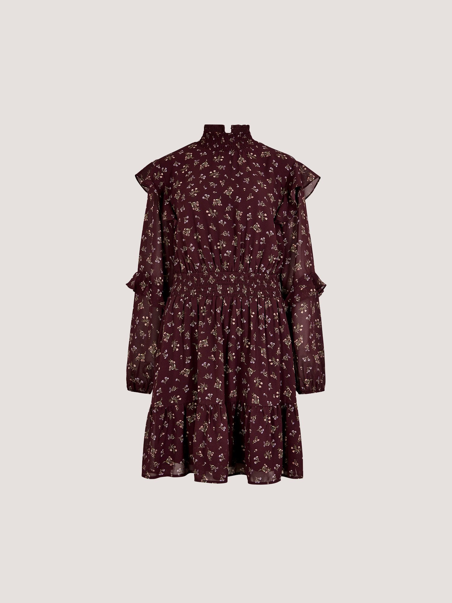 Apricot Druckkleid Blumen-Minkleid mit Rüschen – Bild 5 von 5