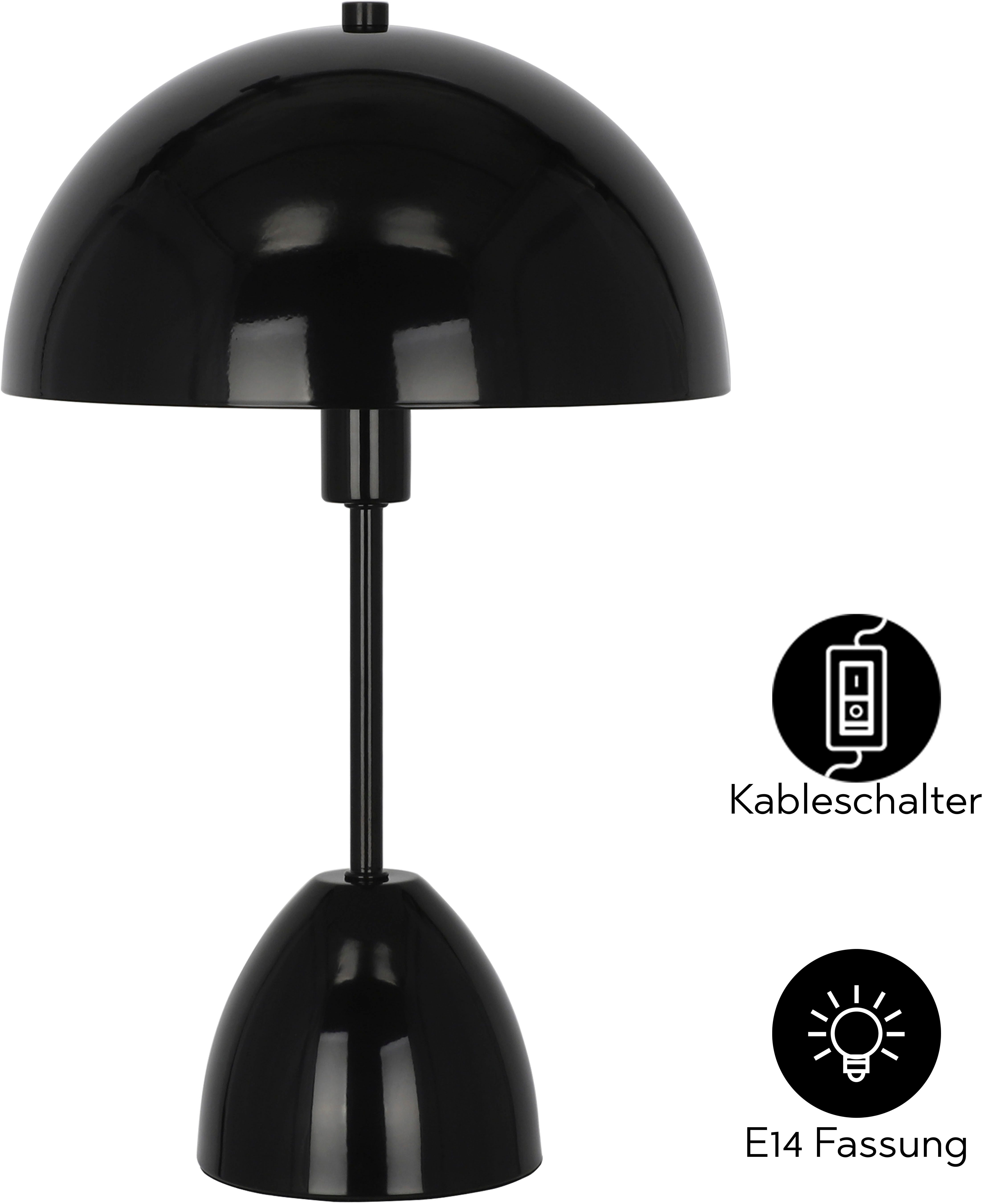 OTTO home Tischleuchte Dorrio Pilzlampe, Leuchtmittel wechselbar, ohne Leuchtmittel, Textilkabel blendfreie Nachttischleuchte, Tischlampe, E14, Pilz, Lampe