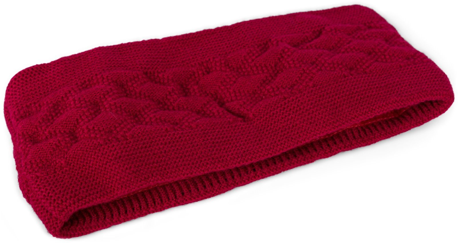 Stirnband Stirnband Rauten mit Strick Bordeaux-Rot Muster (1-St) styleBREAKER