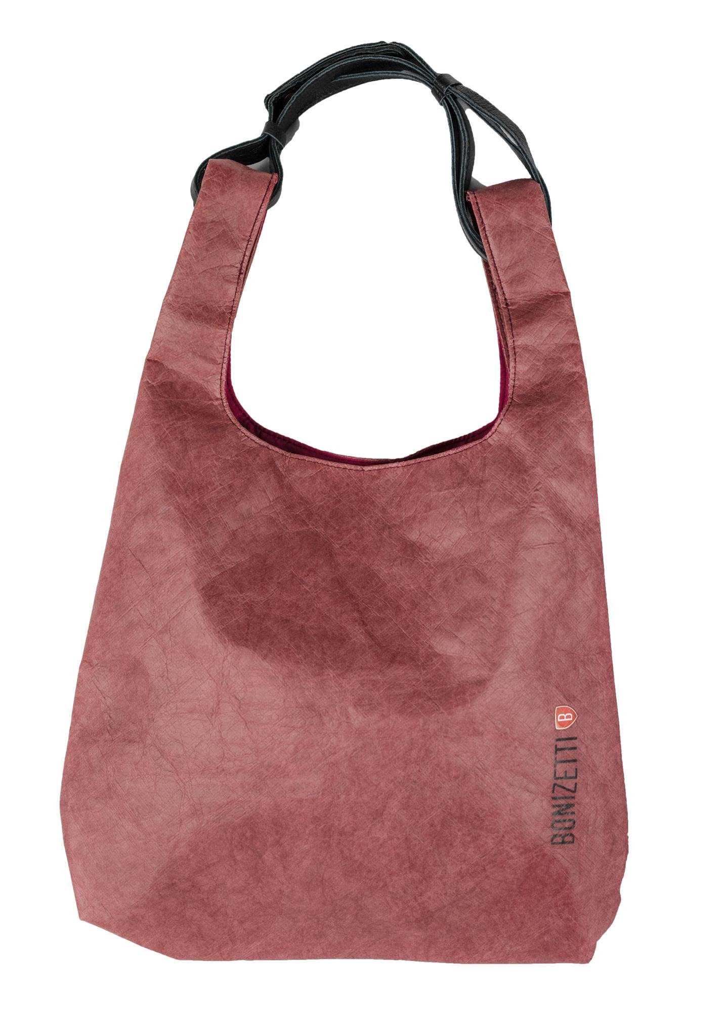 Bonizetti Handtasche Damentasche DARLING (28,5 × 12 × 45 cm, burgunderrot, 1-tlg), Kraftpapier, Ledergriff, geräumig, Shopper