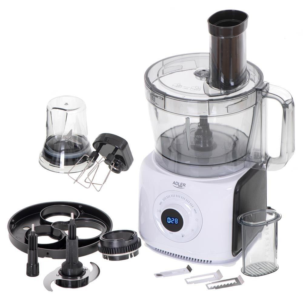 Adler Küchenmaschine, 2000W, 3,5L, 12in1 Multifunktionales Küchengerät mit LCD-Anzeige
