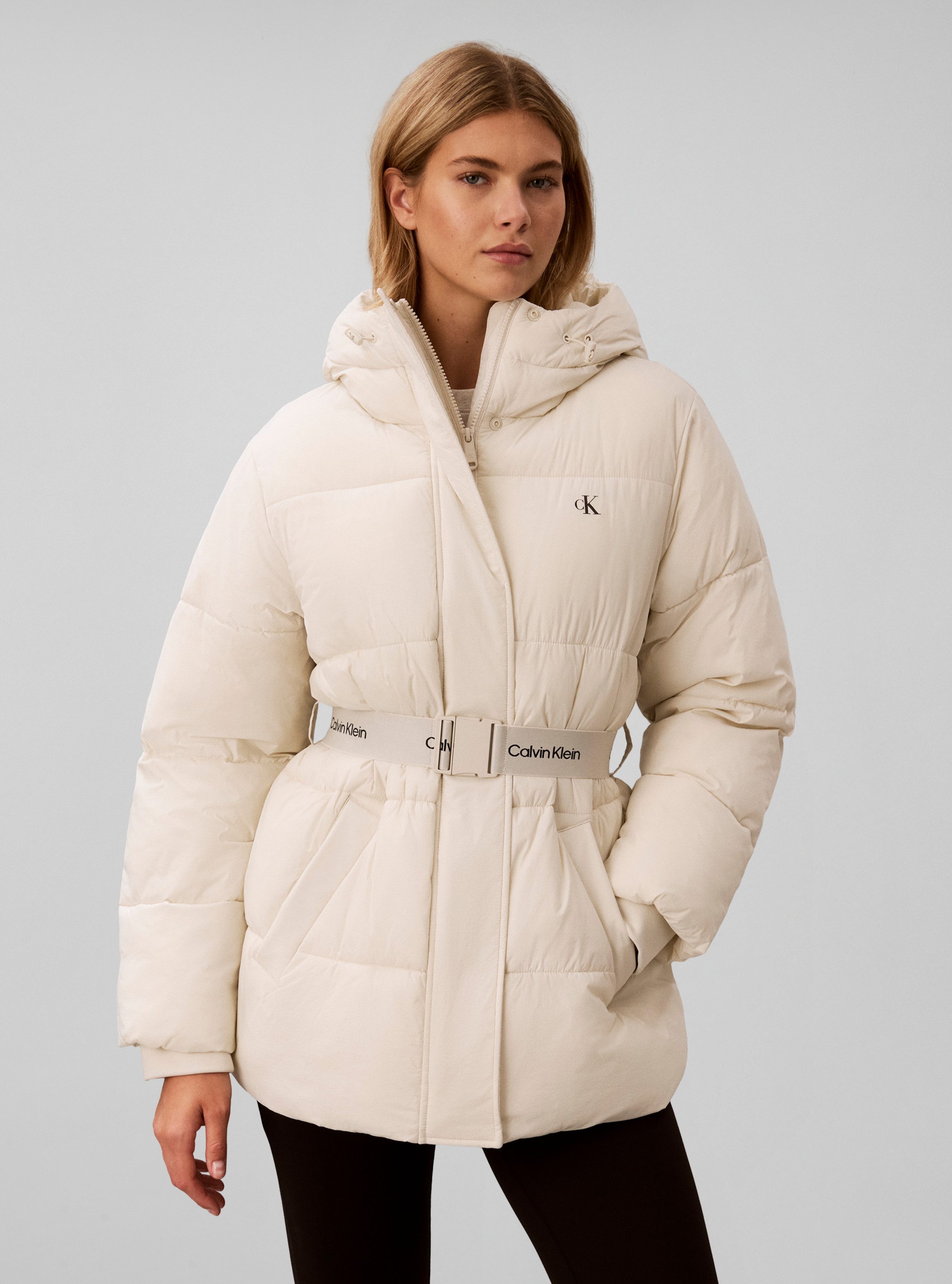 Calvin Klein Jeans Steppjacke BELTED MIDWEIGHT PUFFER Mit Rundhalsausschnitt, regular fit