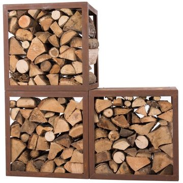 REDFIRE® Kaminholzregal Brennholzlager Hodr Rostbraun 88519, BxTxH:40x40x50 cm