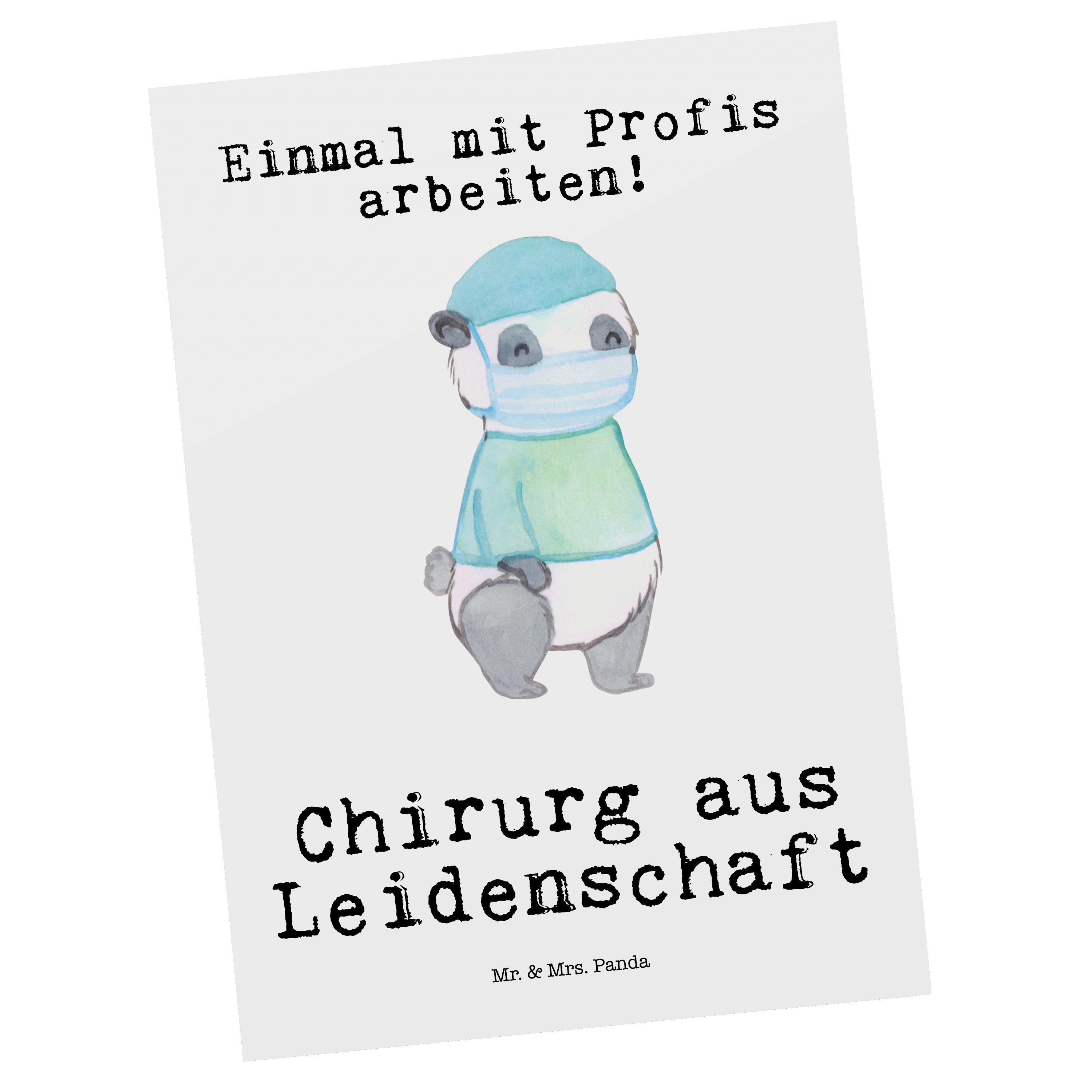 Mr. & Mrs. Panda Postkarte Chirurg aus Leidenschaft Weiß Geschenk, Geschenkkarte, Schenken