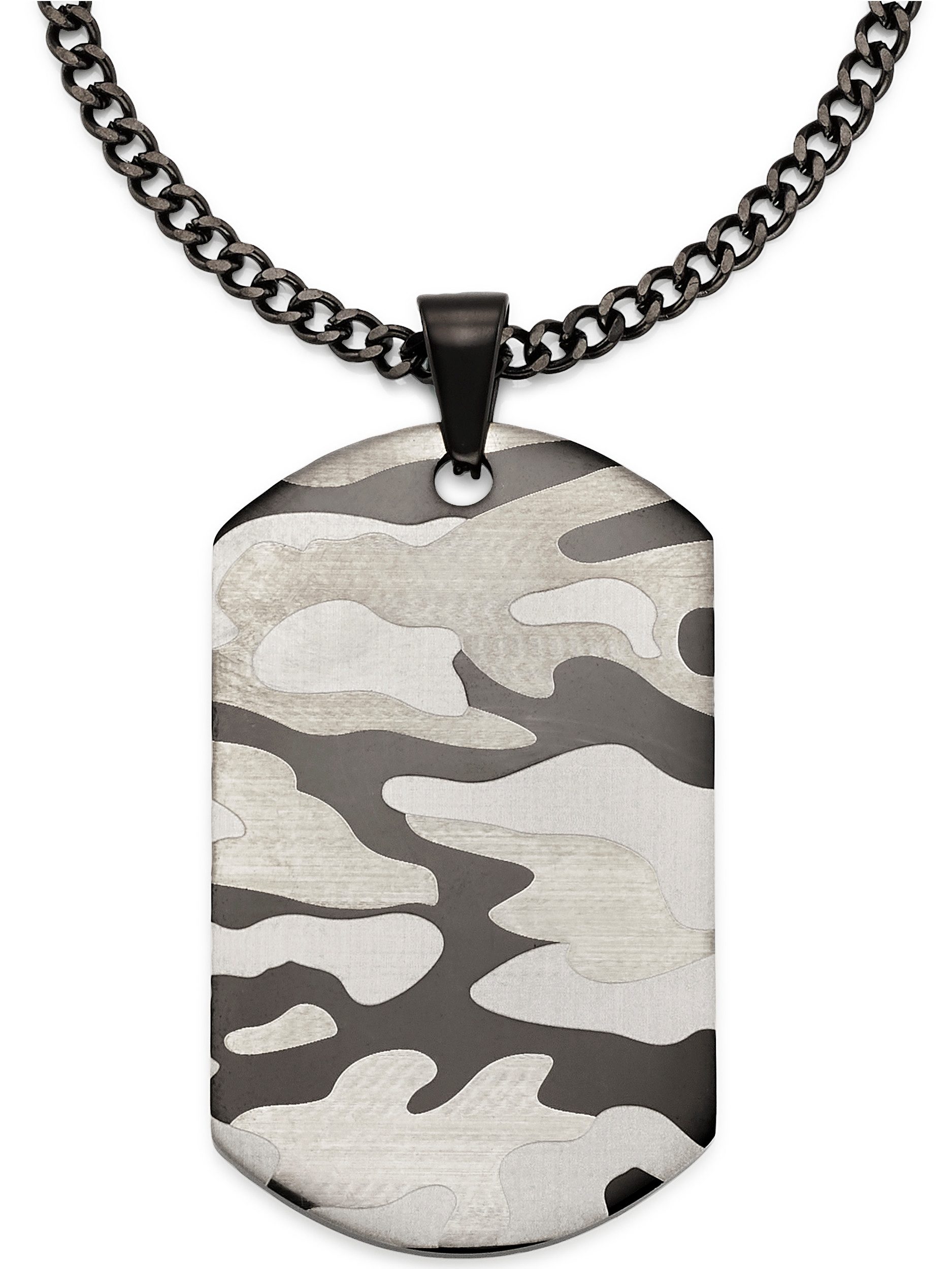 Bruno Banani Kette mit Anhänger Edlstahlkette mit großer Platte Camouflage