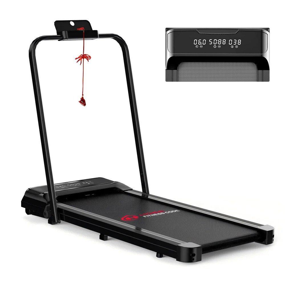 Hamlody Laufband Klappbare Laufbänder für Zuhause, 1-10 km/h, Bürstenloser Motor (LCD-Display, leise, platzsparend und Fernbedienung, Mit Fallschutzclip), Walking Pad für Zuhause Klein Laufpad mit Werkzeugsatz