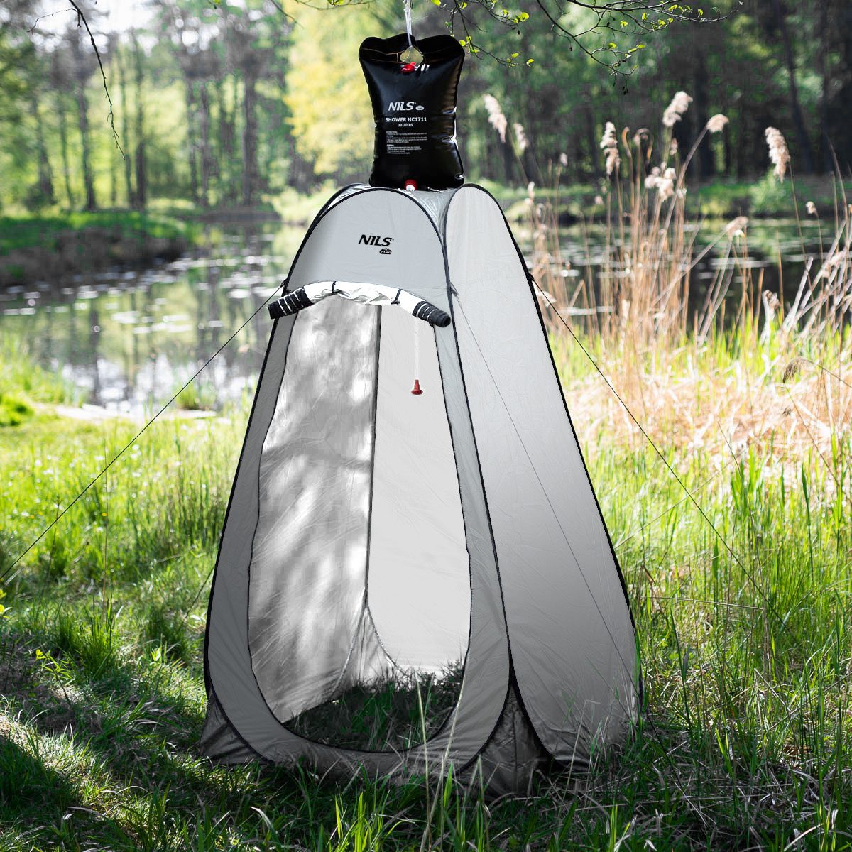 NILS CAMP Pyramidenzelt Umkleidezelt Duschzelt Toilettenzelt, Personen: 1 (Spar-Set, 1 tlg., 120x120x190 cm dicht), selbstaufrichtend, wasserdicht, UV-Schutz, blickdicht