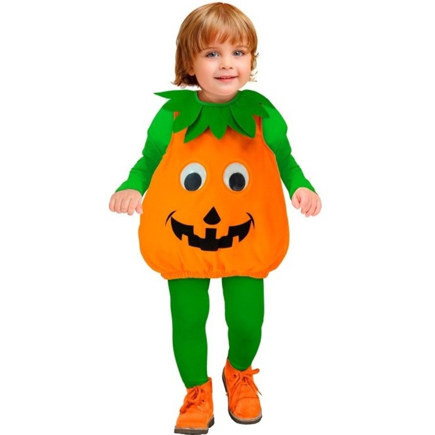 Kostüm Kostüm 'Kürbis' für Kinder, Orange/Grün - Overall