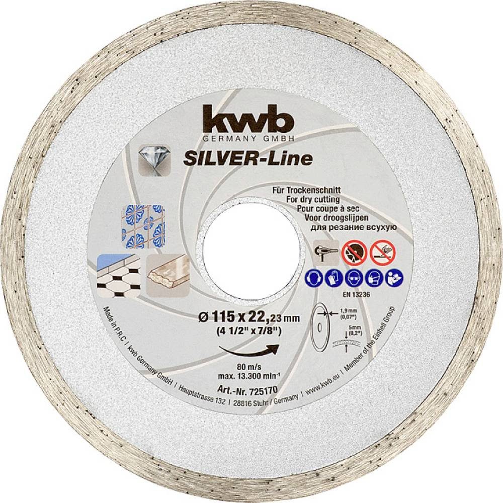 kwb Diamanttrennscheibe SILVER-Line Diamant-Trennscheiben für Fliesen und