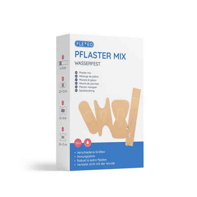 FLEXEO Wundpflaster Pflaster Mix (50 St), Pflastersortiment wasserfest beige, 50 Stk
