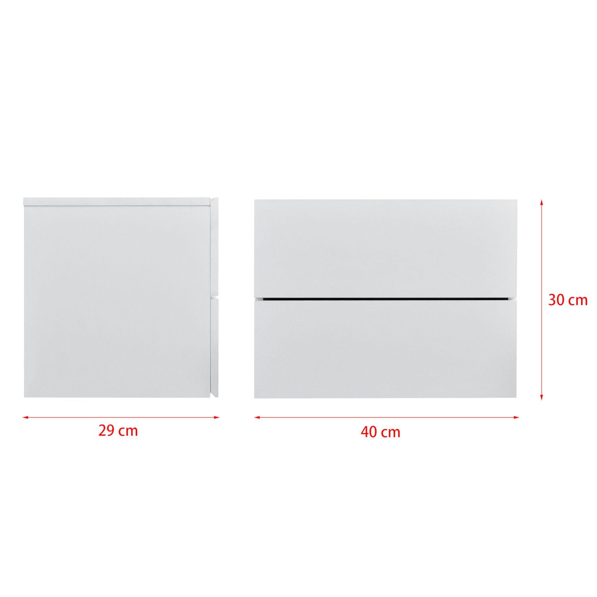en.casa Hängeschrank »Ampfing« Wandschrank mit 2 Schubladen 40x29x30 cm Weiß – Bild 5 von 5