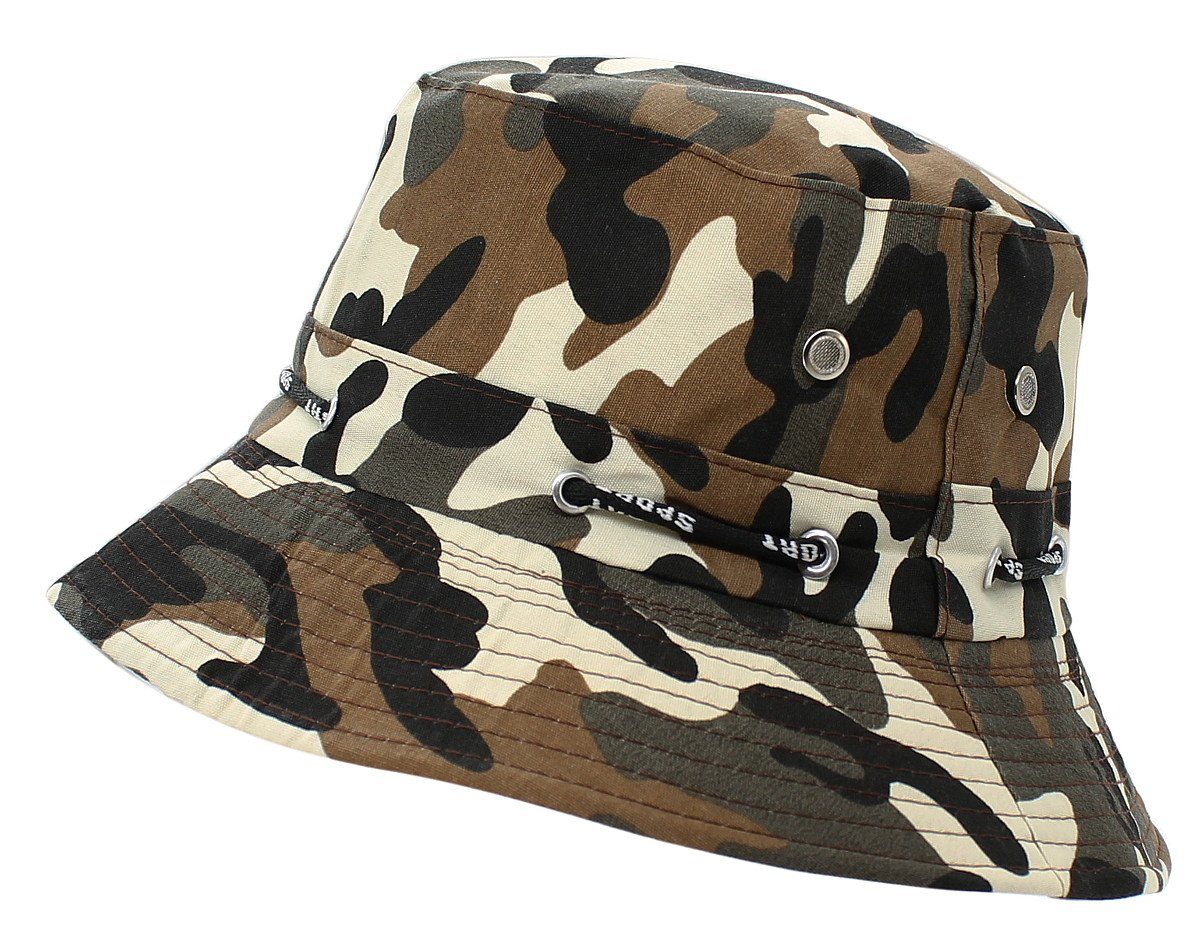 Stoffhut Bucket Anglerhut Fischerhut dy_mode BH005-Camouflage-5 Hat, Camouflage Mütze Bucket Fischerhut Herren Hat Tarnmuster