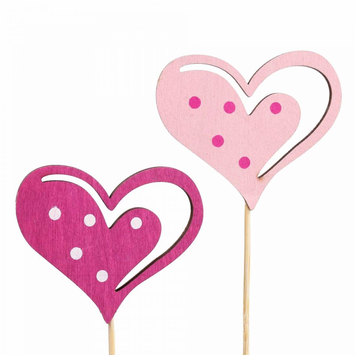 Streudeko Blumenstecker Herz Pink Muttertag Hochzeit Valentinstag, 12 Stück