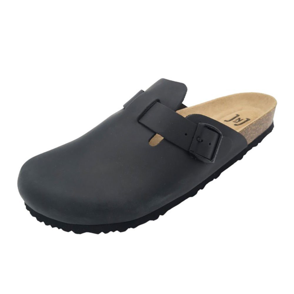 Amsterdam Geöltes Leder Damen & Herren Clog schwarz Normal Gr. 41 Hausschuh