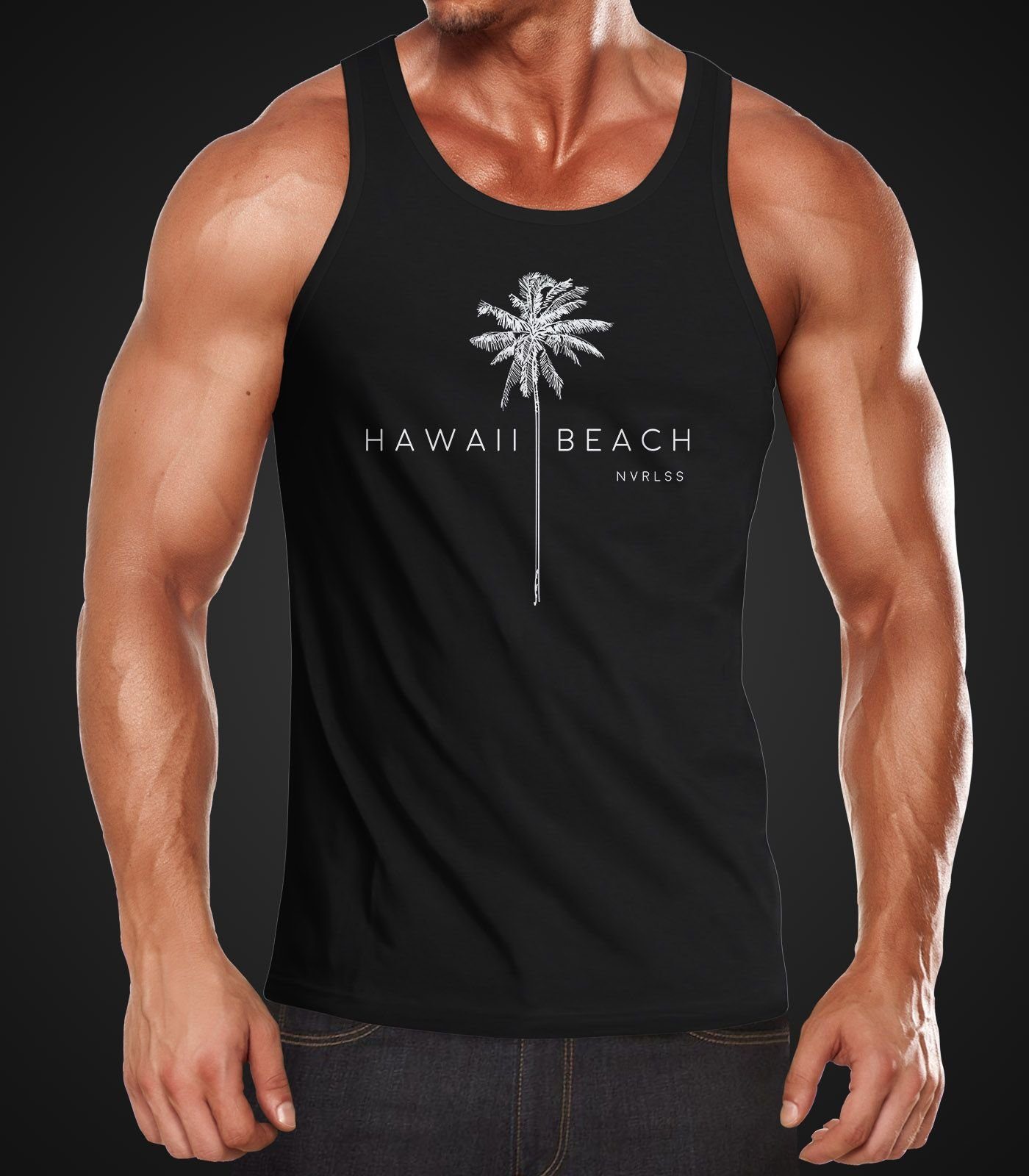 Neverless® Muscle Muskelshirt Palme Neverless Print Hawaii Tank-Top Herren mit Shirt Beach Tanktop