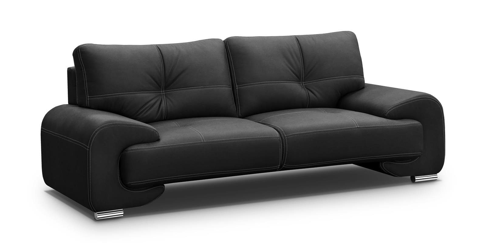 Beautysofa 3-Sitzer MAXIME LUX, 3-Sitzer Sofa im modernes Design, mit  Wellenunterfederung, mit dekorativen Nähten, Kunstleder, Dreisitzer