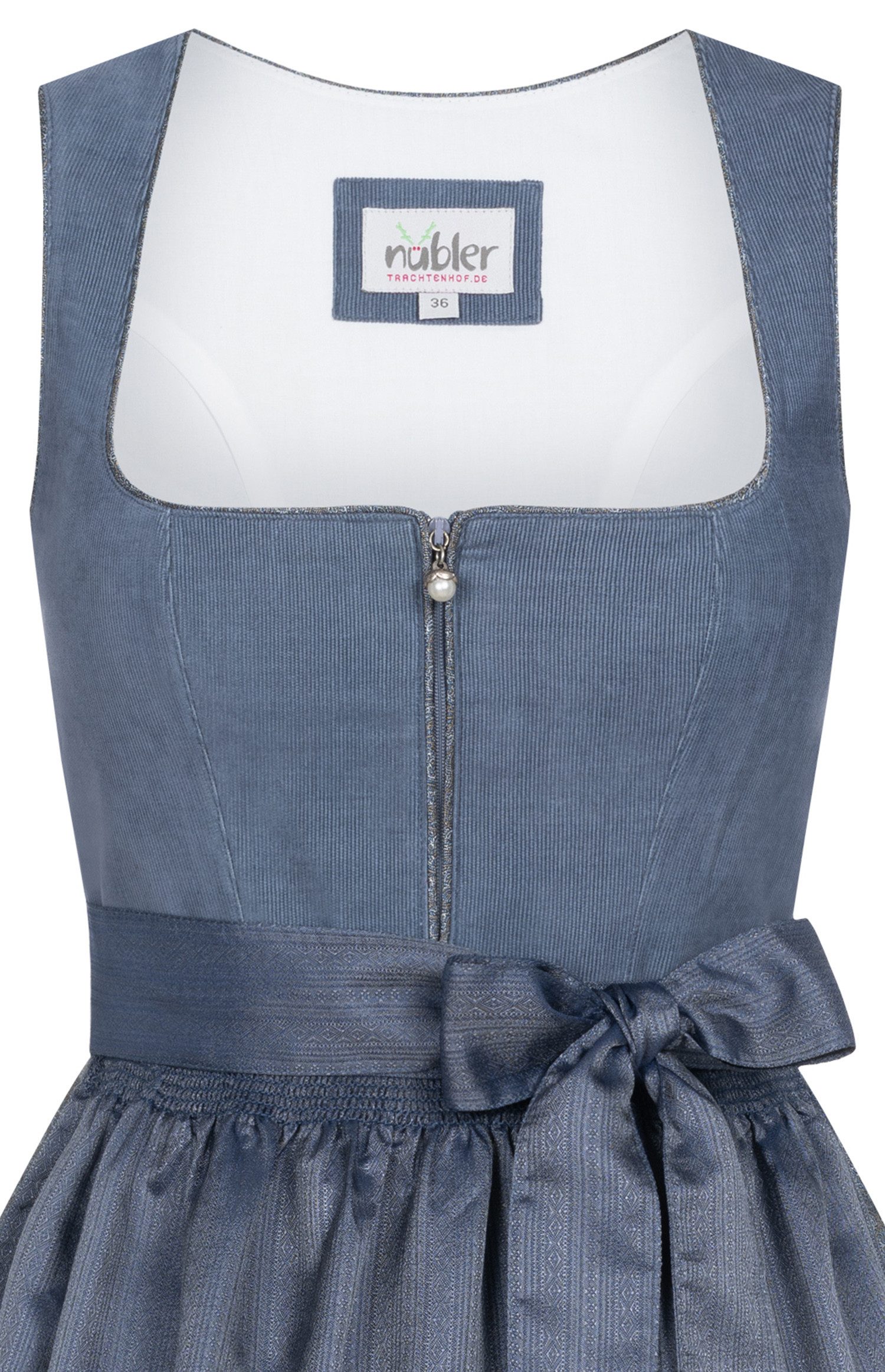 Nübler Trachtenkleid Midi Dirndl Sarah in Taubenblau von Nübler - Rocklänge 60 cm