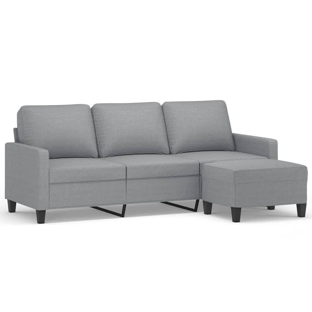 vidaXL Sofa Hellgrau 180 mit Hocker Stoff 3-Sitzer-Sofa cm