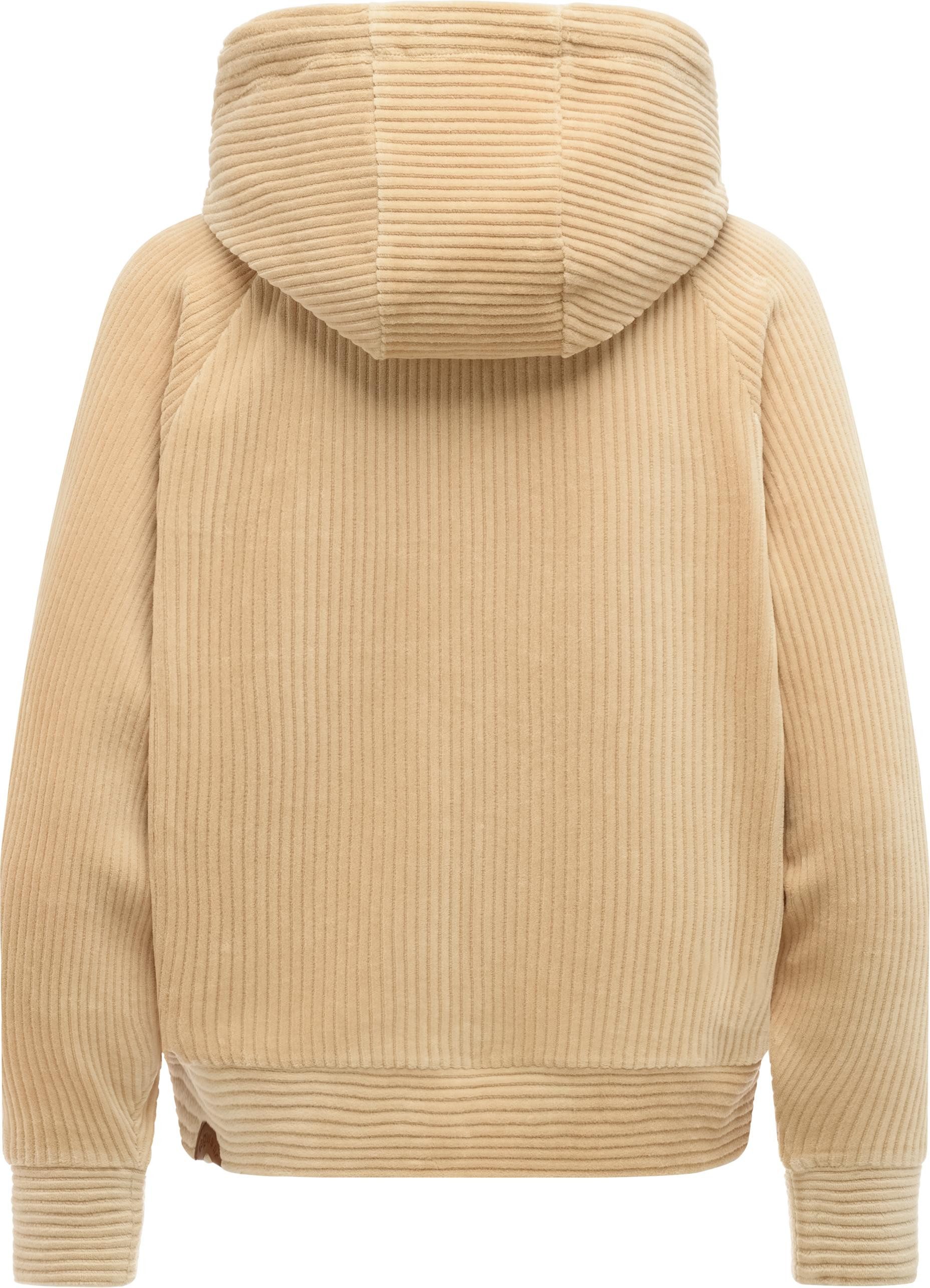 Ragwear Sweatjacke Corduly Cordy Freizeitjacke Zip-Hoodie aus weichem Kord in Samt-Haptik – Bild 3 von 4