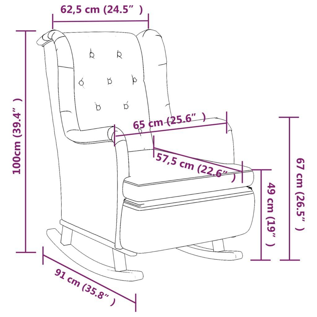(1-St) Creme Schaukelsessel vidaXL Stoff mit Kautschukholz-Beinen Sessel
