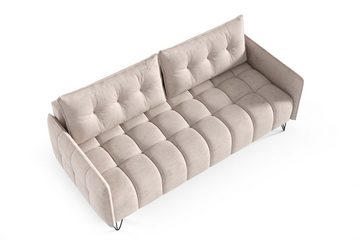 MOEBLO Schlafsofa PLUM, Sofa Couch für Wohnzimmer Polstersofa Sofagarnitur Wohnlandschaft mit Bettfunktion - (BxHxT): 218x95x104 cm, mit Schlaffunktion und Bettkasten