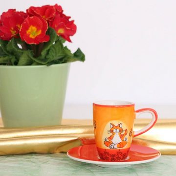 Mila Espressotasse Mila Keramik Espresso-Tasse mit Untere Oommh Katze, Keramik