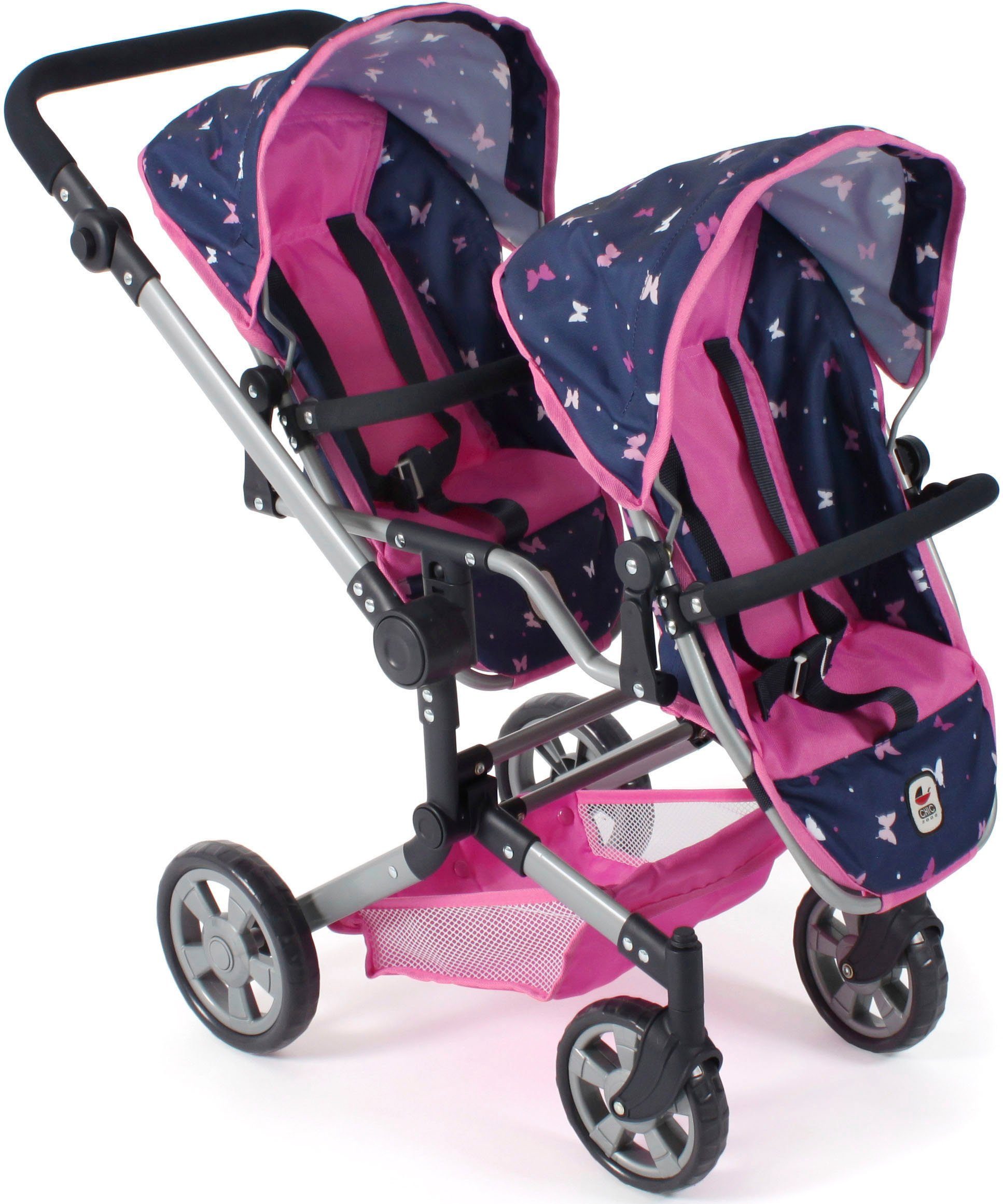 CHIC2000 Puppen-Zwillingsbuggy Linus Duo, mit zwei abnehmbaren, bis in Liegeposition verstellbaren Sportsitzen