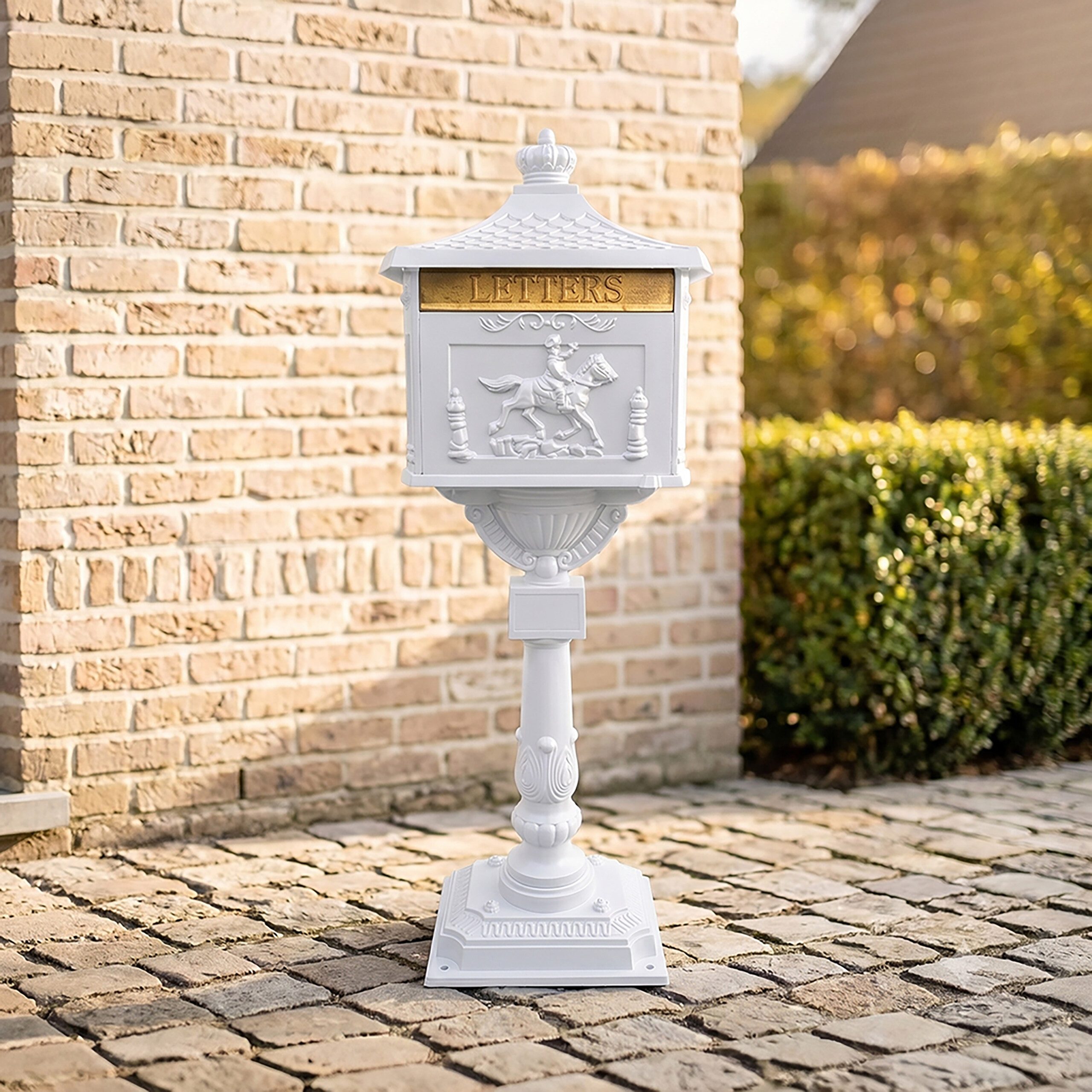 relaxdays Standbriefkasten Antik, weiß