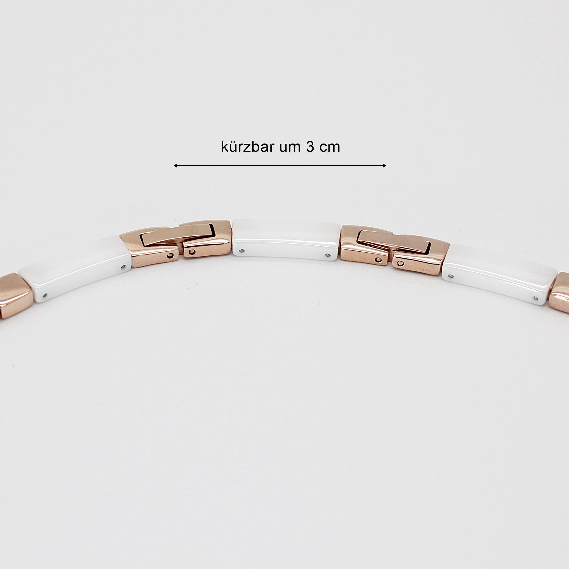 ELLAWIL Collier Halskette Collier Damen Collierkette Gliederkette weiß-rosegoldfarben (aus weißer Keramik mit goldfarbenen Edelstahl, Kettenlänge 48 cm, Breite 6 mm, GESCHENKIDEE), inklusive Geschenkschachtel